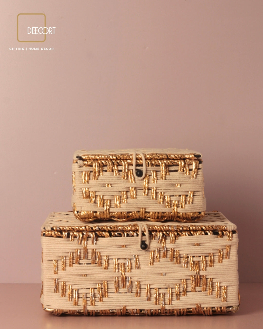 Ivory Gold Weave Gift Box