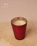 Ruby Red Textured Glass Candle