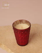 Ruby Red Textured Glass Candle