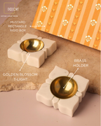 Set of 2 Golden Blossom T-Lights with Brass Holders – Premium Festive Gift Box (Gift Box Included)