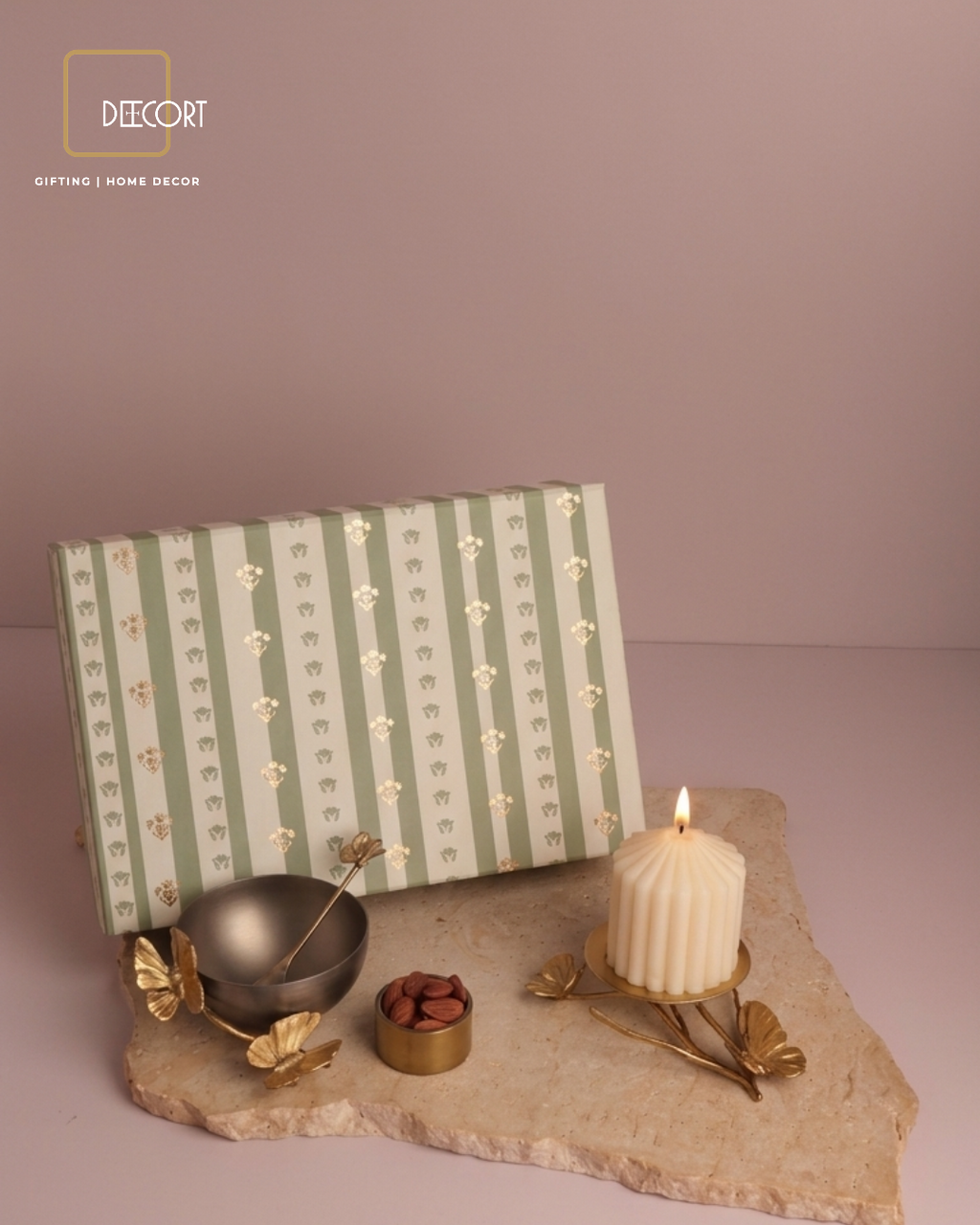 The Sage Butterfly Brass & Candle Gift Box