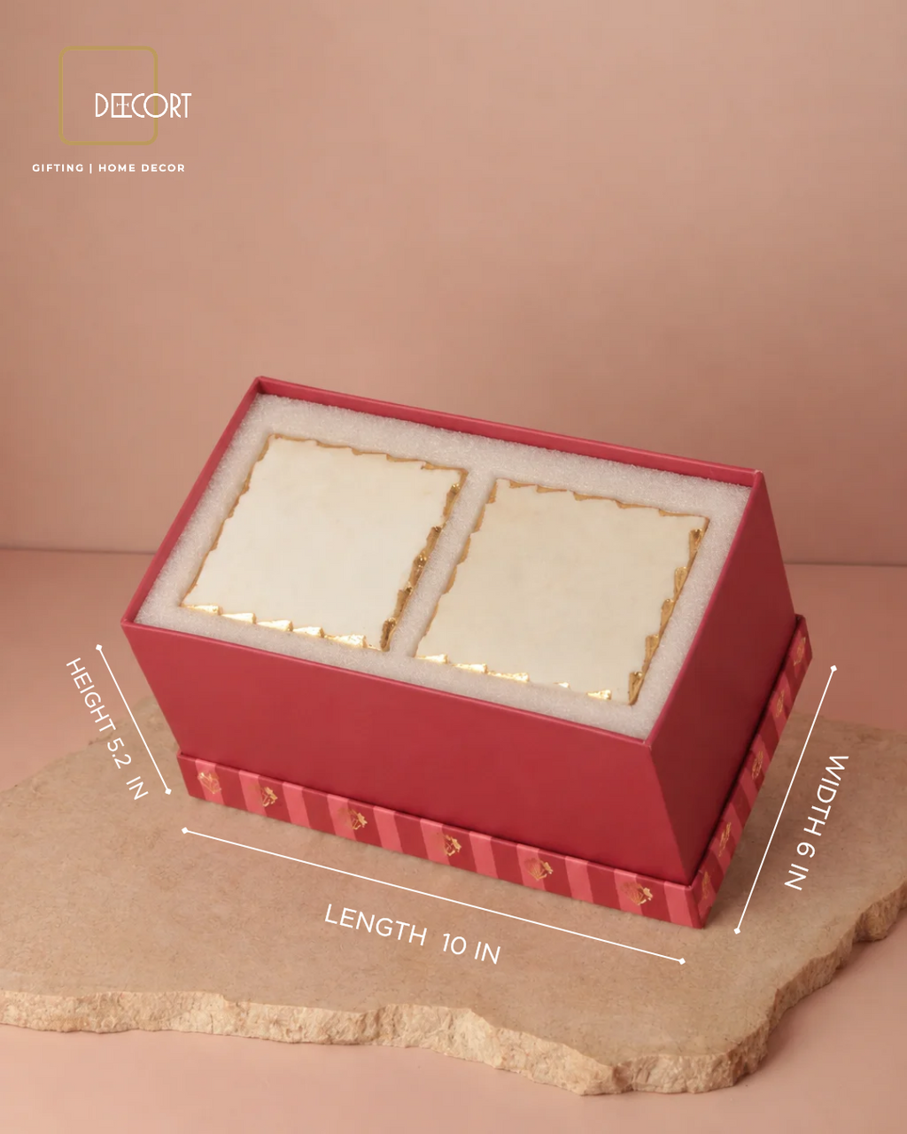 Ruby Luxe Ceramic Cups & Marble Square Coasters Gift Set