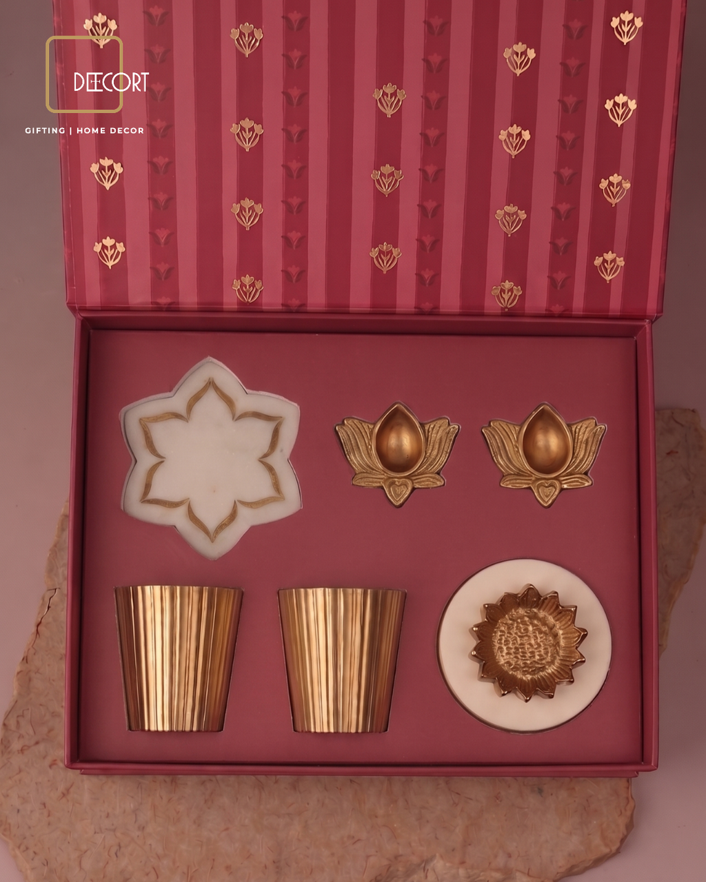 The Ruby Urli Marble & Brass Festive Gift Box