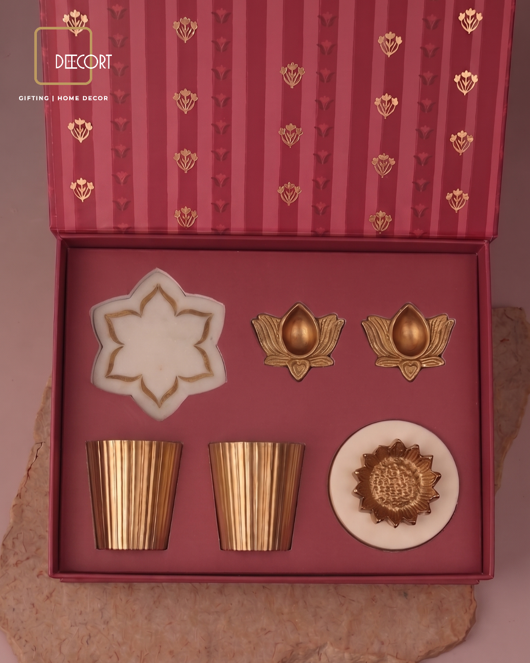 The Ruby Urli Marble & Brass Festive Gift Box