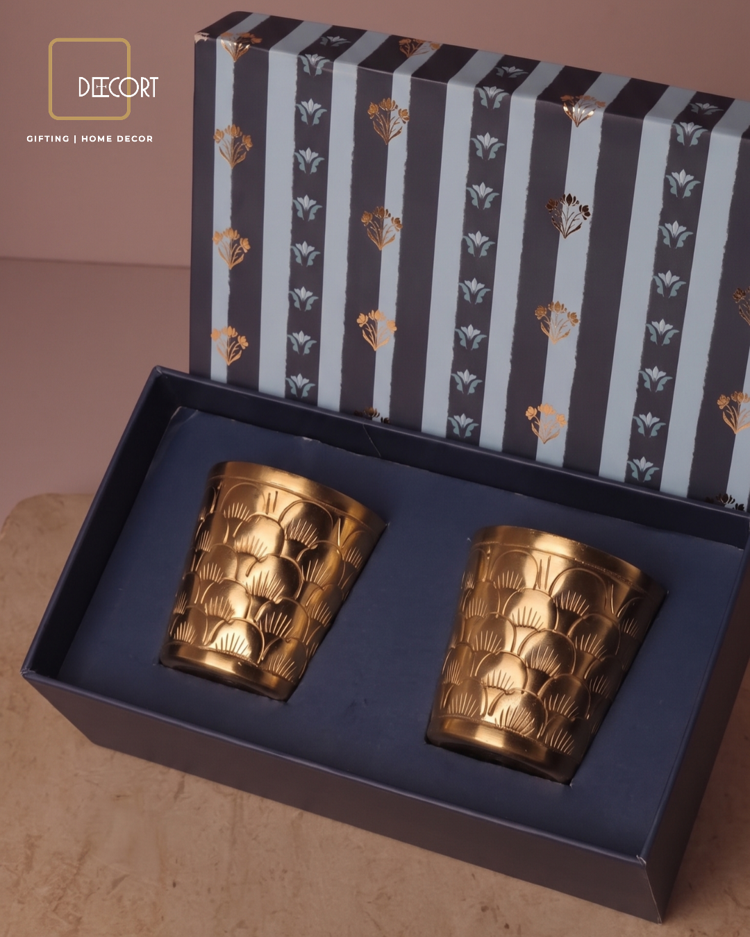 Set of 2 Luxury Gold-Embossed Jasmine-Scented Candles with Wooden Wicks – Premium Fragrance Gift Set (Gift Box Included)