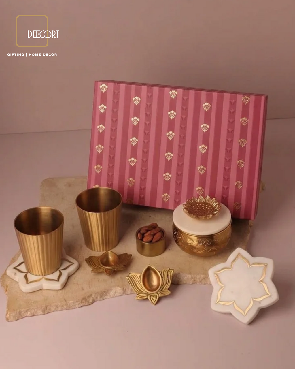 The Ruby Urli Marble & Brass Festive Gift Box