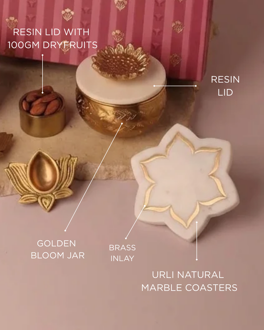 The Ruby Urli Marble & Brass Festive Gift Box