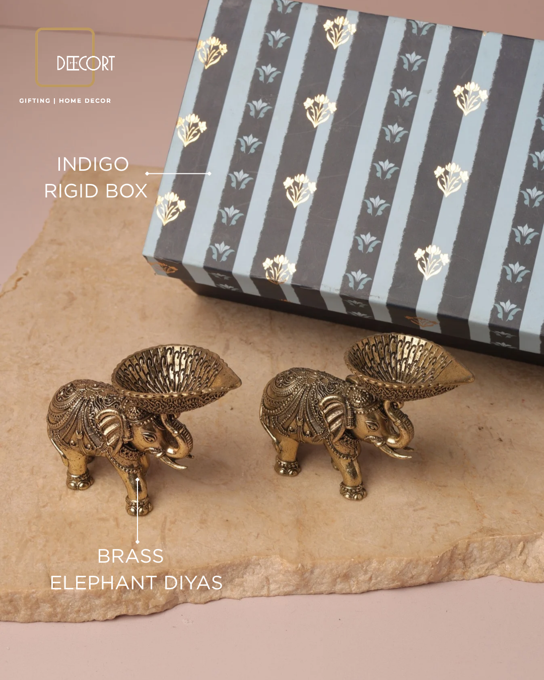 Royal Elephant Brass Diya Set of 2