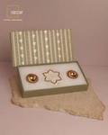 Set of 2 Brass Diyas & Set of 2 Urli Natural Marble Coasters with Brass Inlay – Traditional Luxury Gift Set (Gift Box Included)