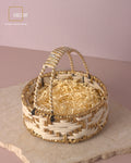 Ivory Gold Round Basket