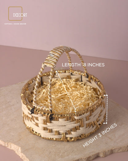 Ivory Gold Round Basket