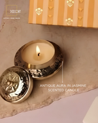 Set of 2 Marble Coasters with Shell Inlay & Antique Aura Jasmine-Scented Candle – Elegant Home Fragrance Gift Set (Gift Box Included)