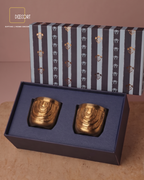 Set of 2 Urban Gold Jasmine-Scented Candles with Wax Flowers – Elegant Festive Gift Set (Gift Box Included)