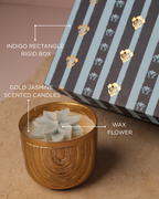 Set of 2 Urban Gold Jasmine-Scented Candles with Wax Flowers – Elegant Festive Gift Set (Gift Box Included)