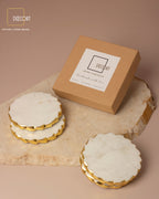 Glacier White Natural Marble Round Coasters with Gold Borders - Set of 4