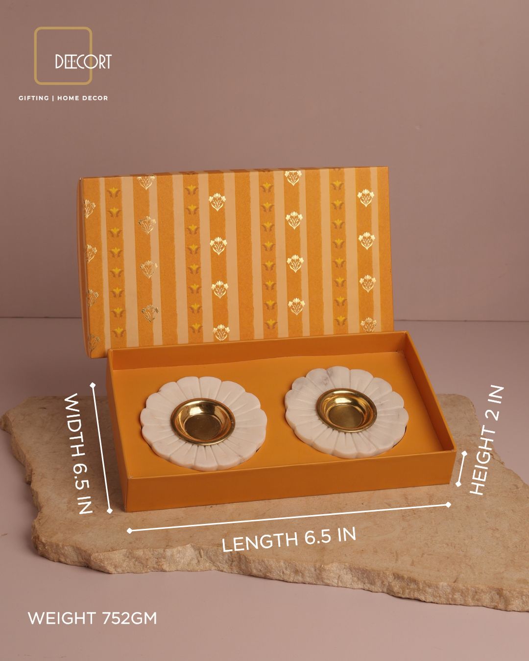 Marble Floral T-light Holder Gift Set