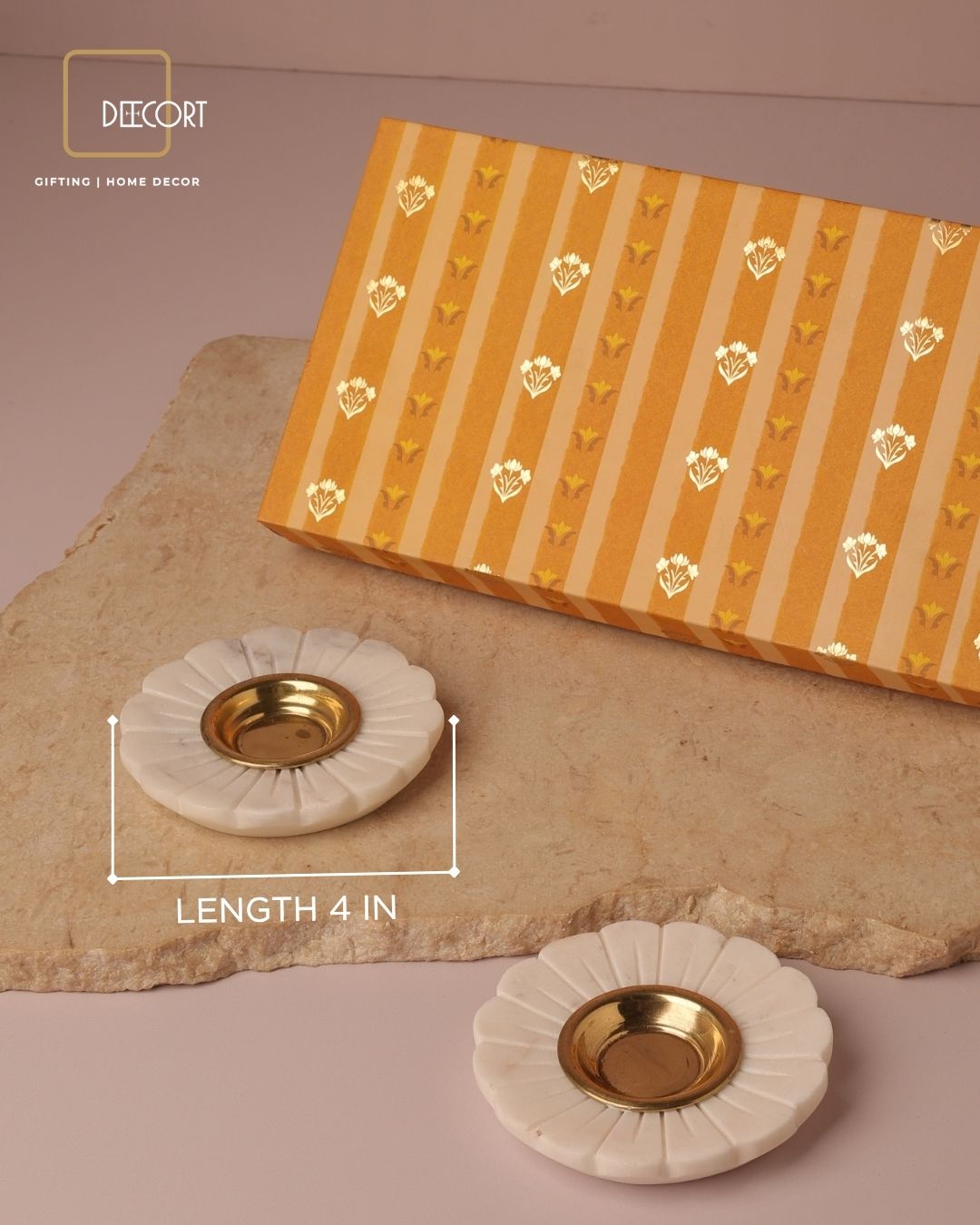 Marble Floral T-light Holder Gift Set