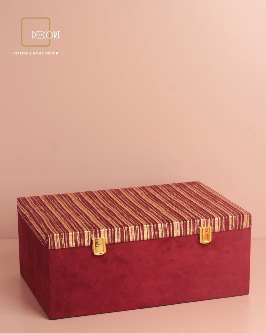 Burgundy Gold Stripe Gift Box
