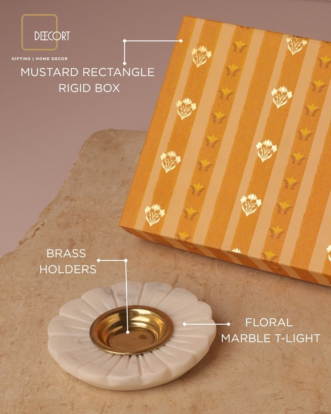 Marble Floral T-light Holder Gift Set