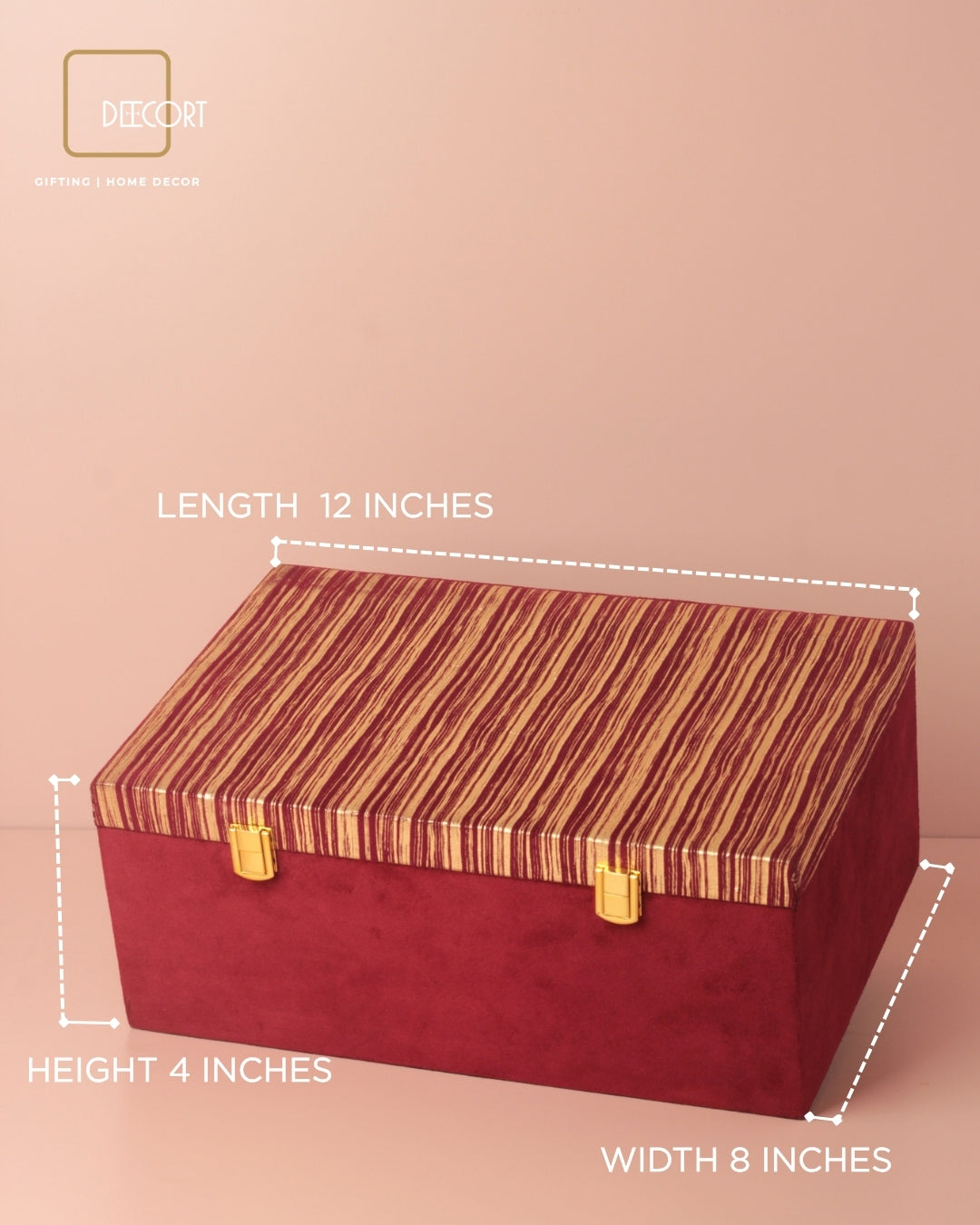 Burgundy Gold Stripe Gift Box
