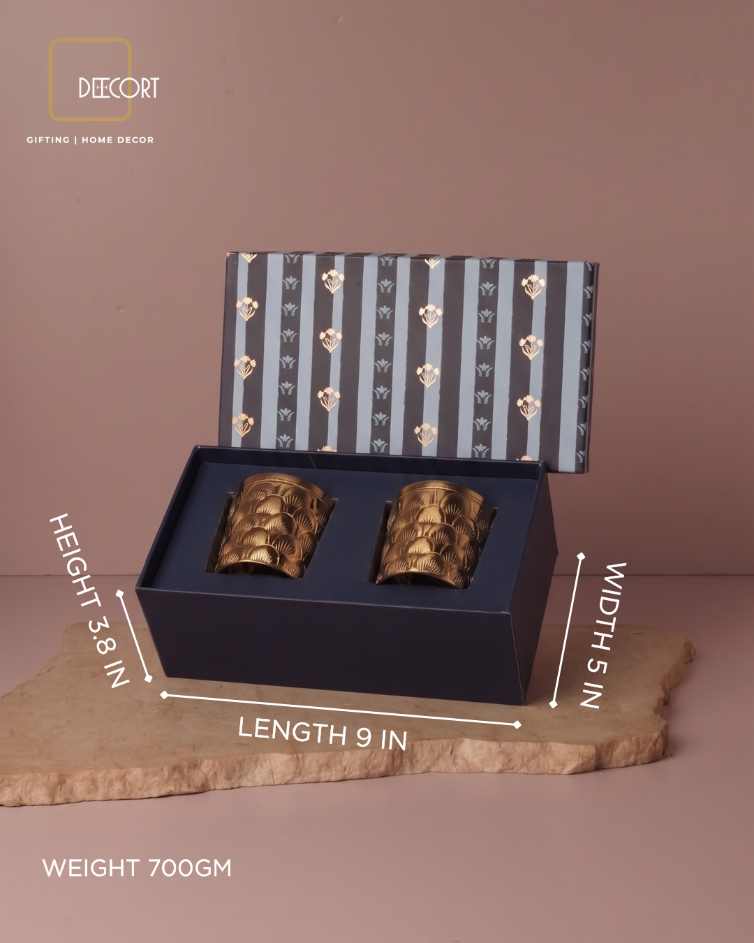 Set of 2 Luxury Gold-Embossed Jasmine-Scented Candles with Wooden Wicks – Premium Fragrance Gift Set (Gift Box Included)