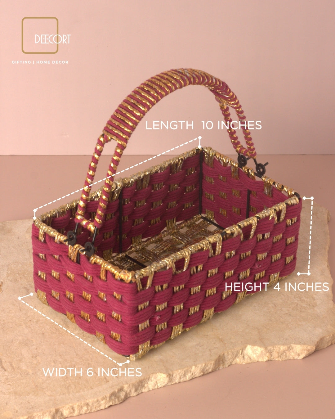 Sangria Gold Rectangle Basket