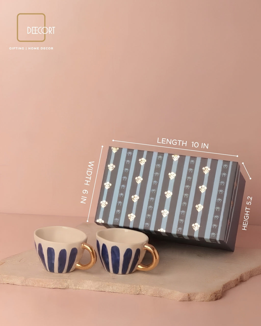 Royal Blue Hand-Painted Tea Cup - Set of 2