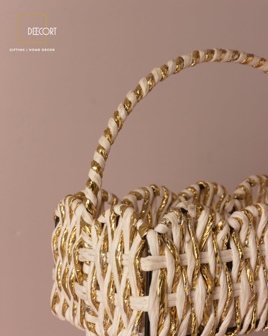 Ivory Gold Tiered Basket