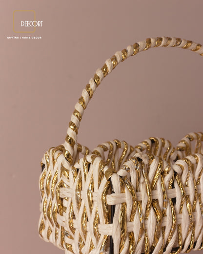 Ivory Gold Tiered Basket