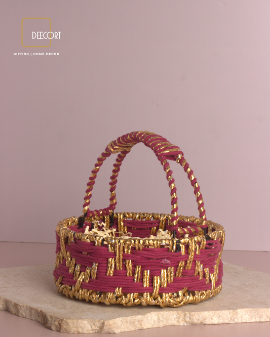 Sangria Gold Round Basket