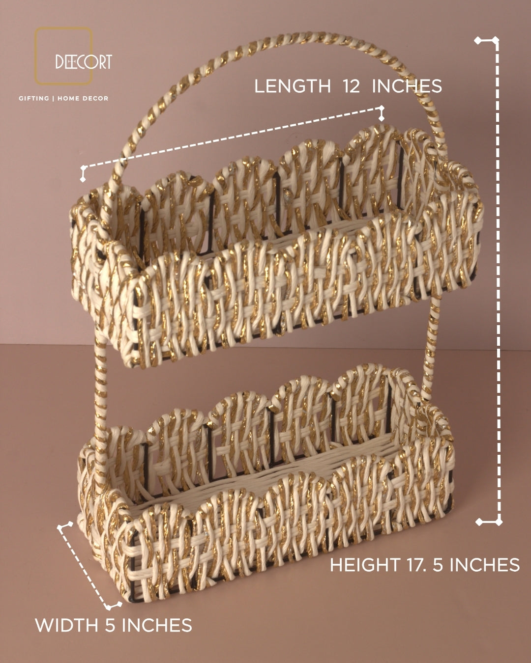 Ivory Gold Tiered Basket