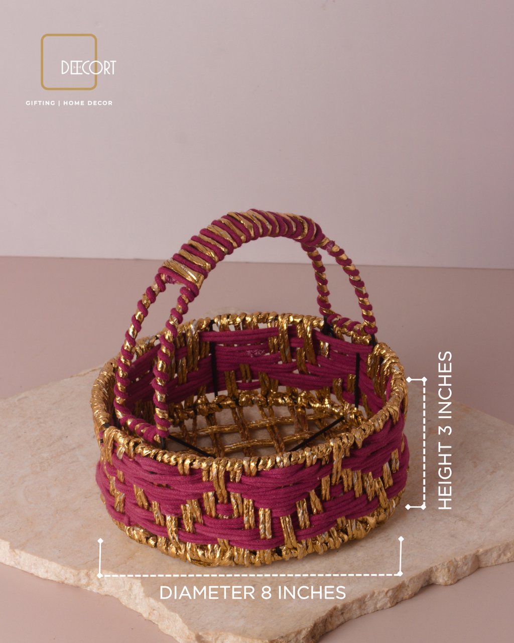 Sangria Gold Round Basket