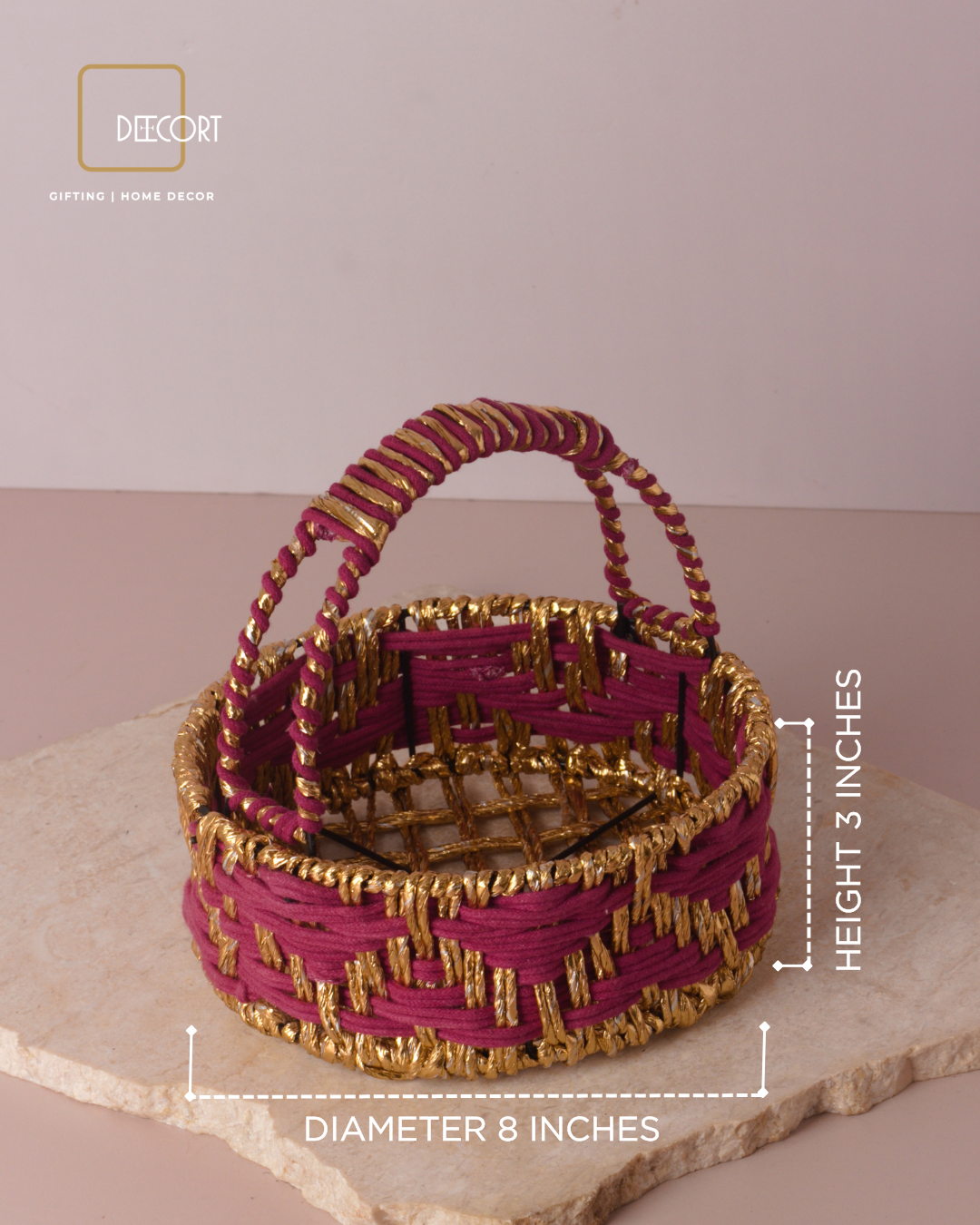 Sangria Gold Round Basket