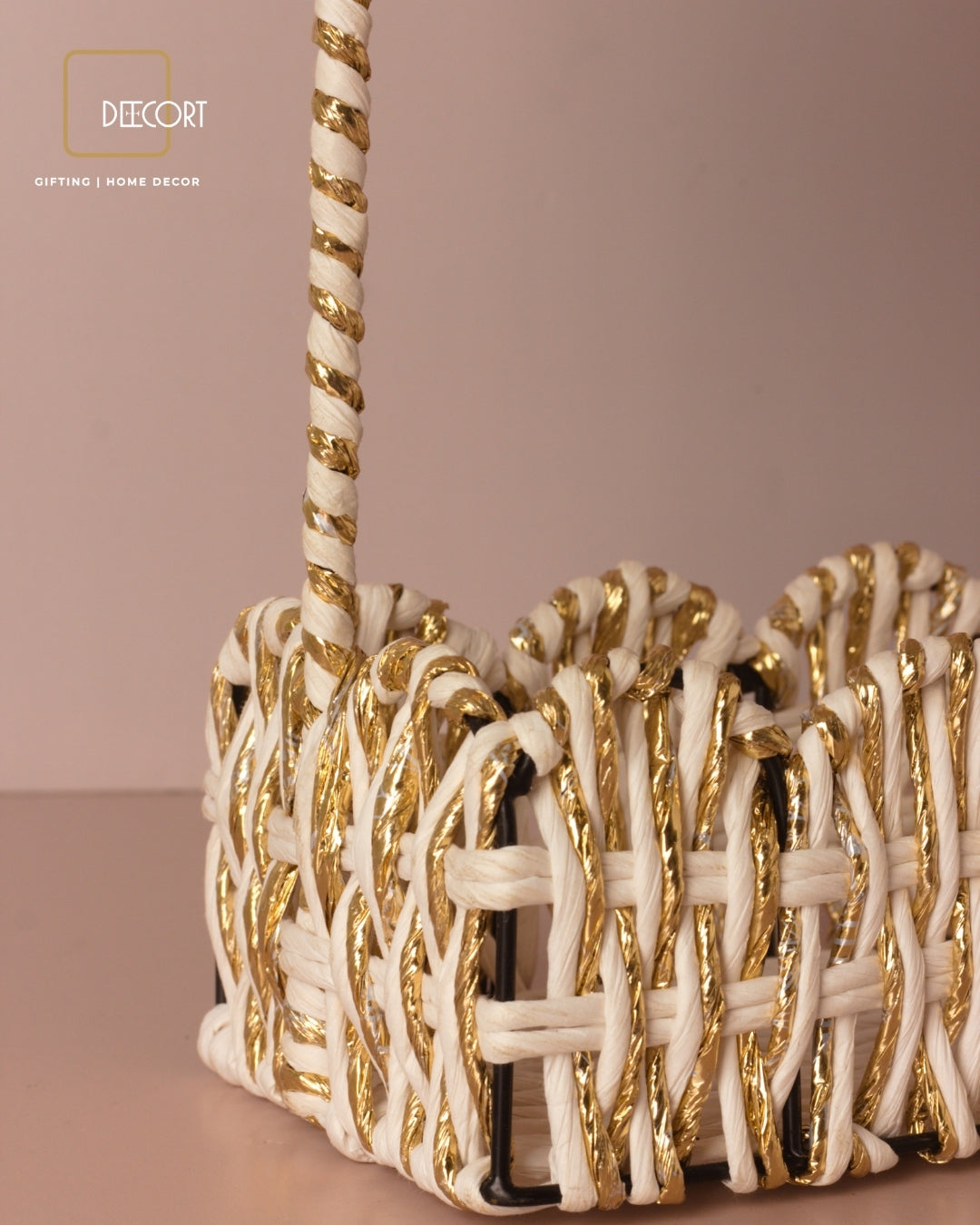 Ivory Gold Tiered Basket