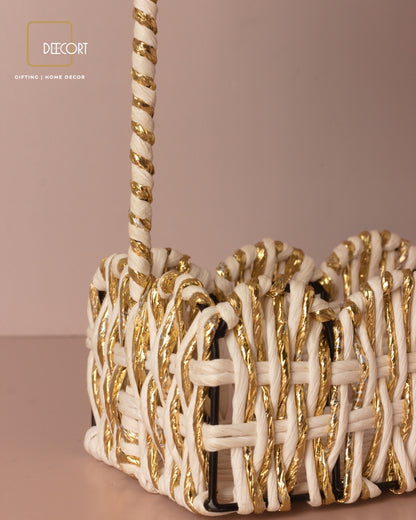 Ivory Gold Tiered Basket