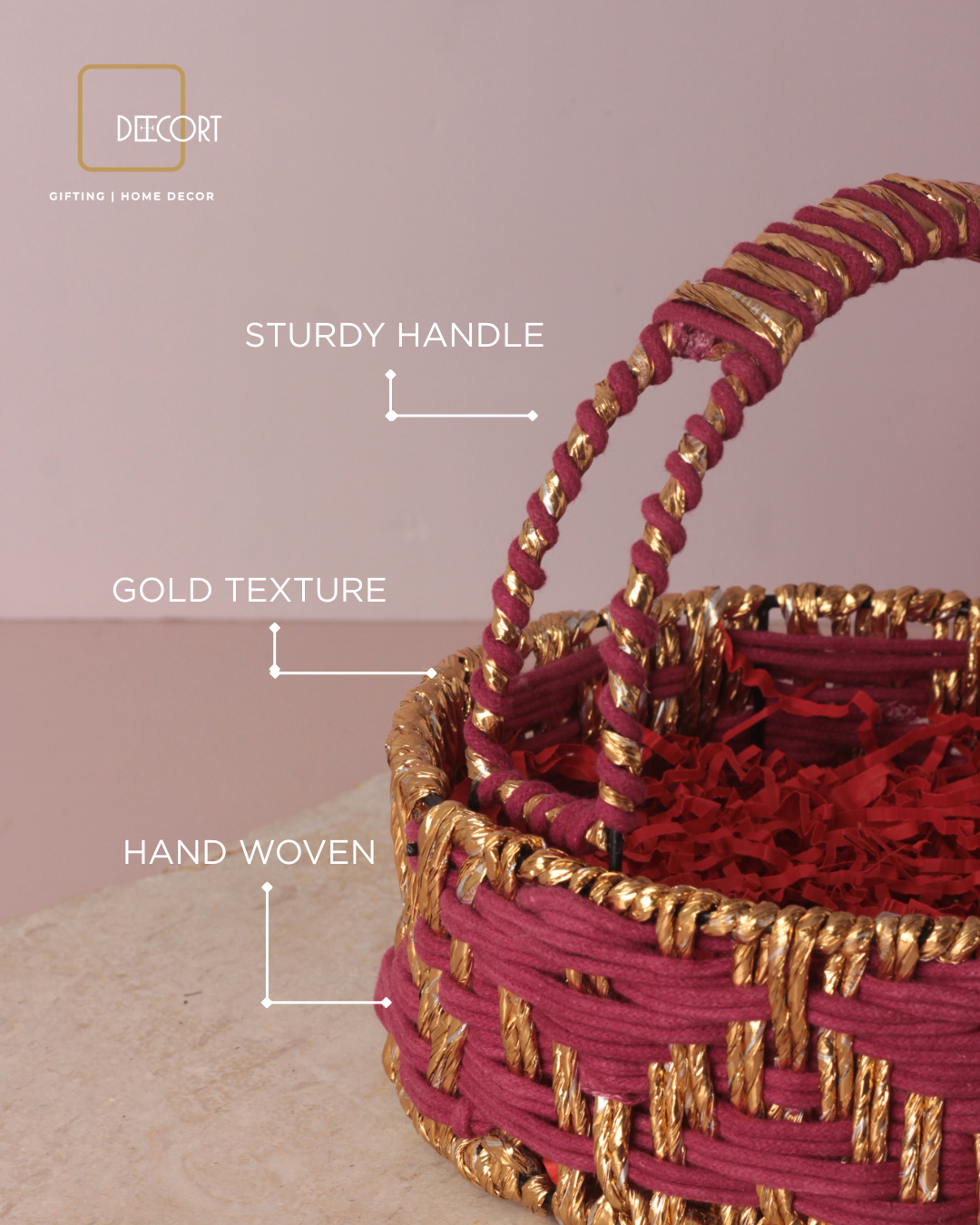 Sangria Gold Round Basket
