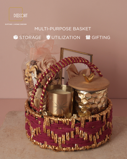 Sangria Gold Round Basket