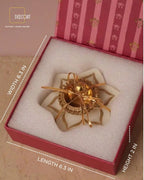 Urli Natural Marble Coaster with Brass Inlay & Brass Diya – Festive Gift Set (Gift Box Included)