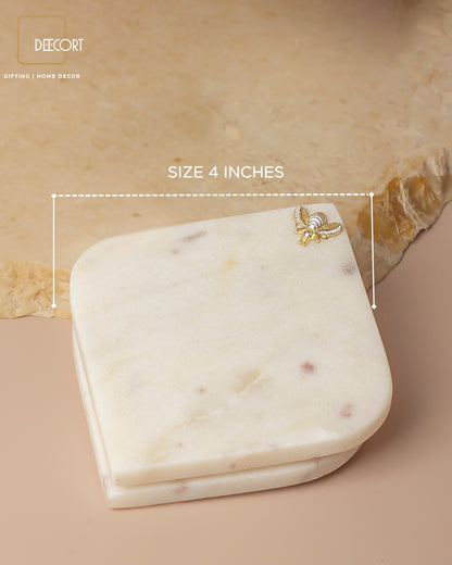 Honey Bee Natural Marble Coasters - Set of 4