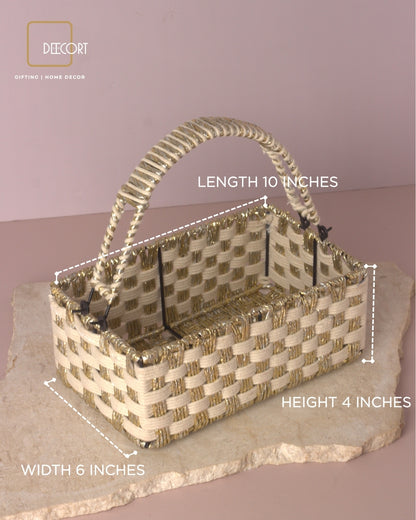 Ivory Gold Rectangle Basket