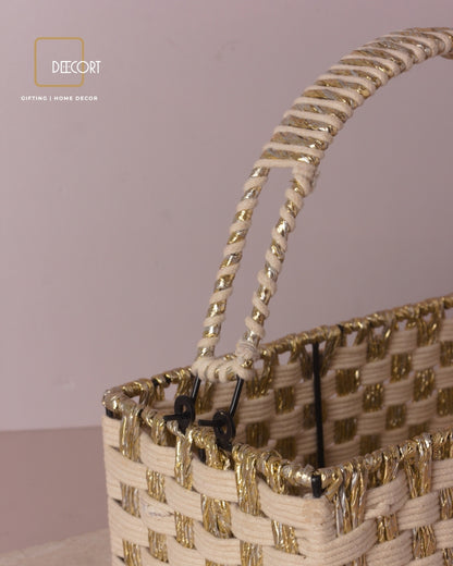 Ivory Gold Rectangle Basket