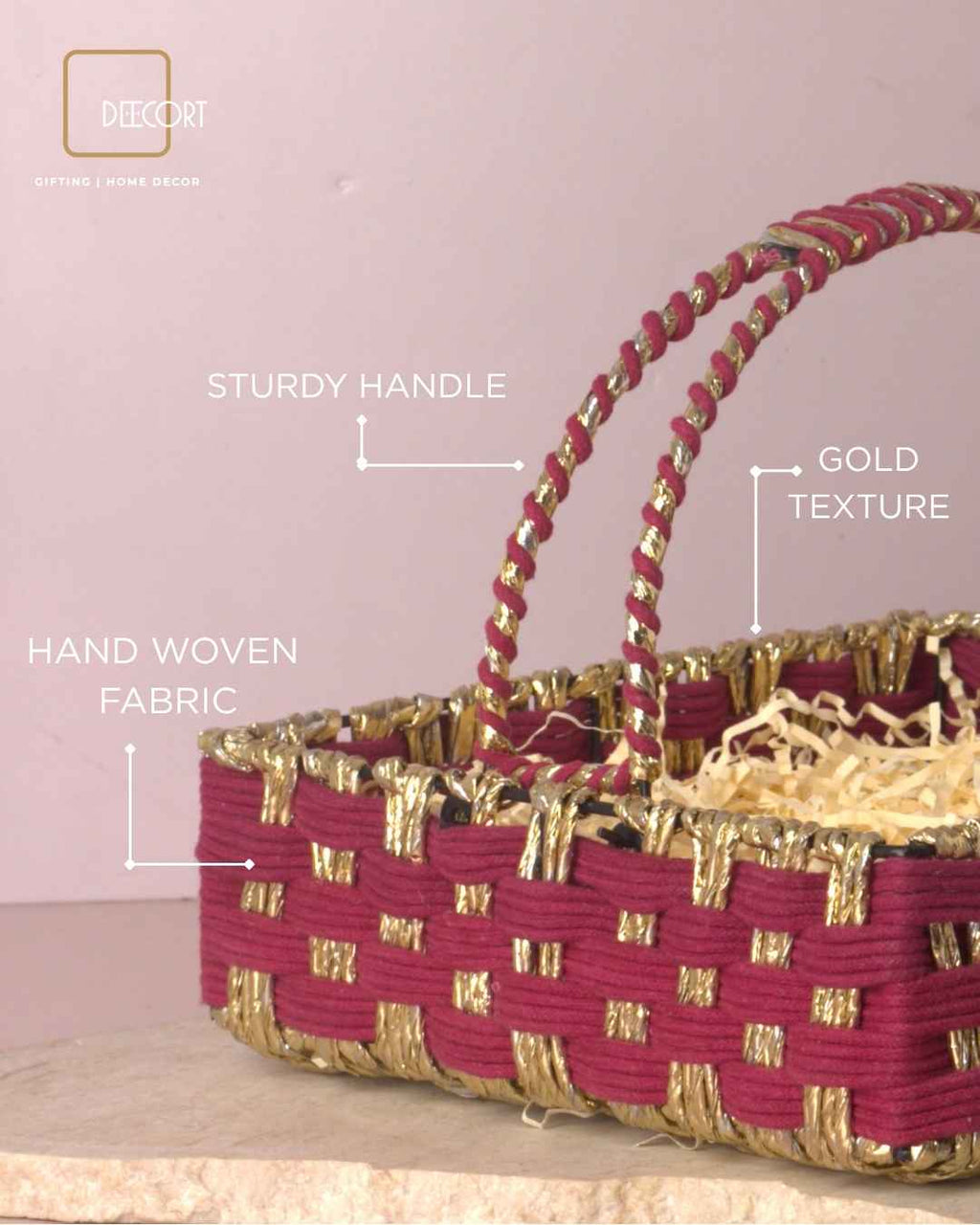 Sangria Gold Square Basket