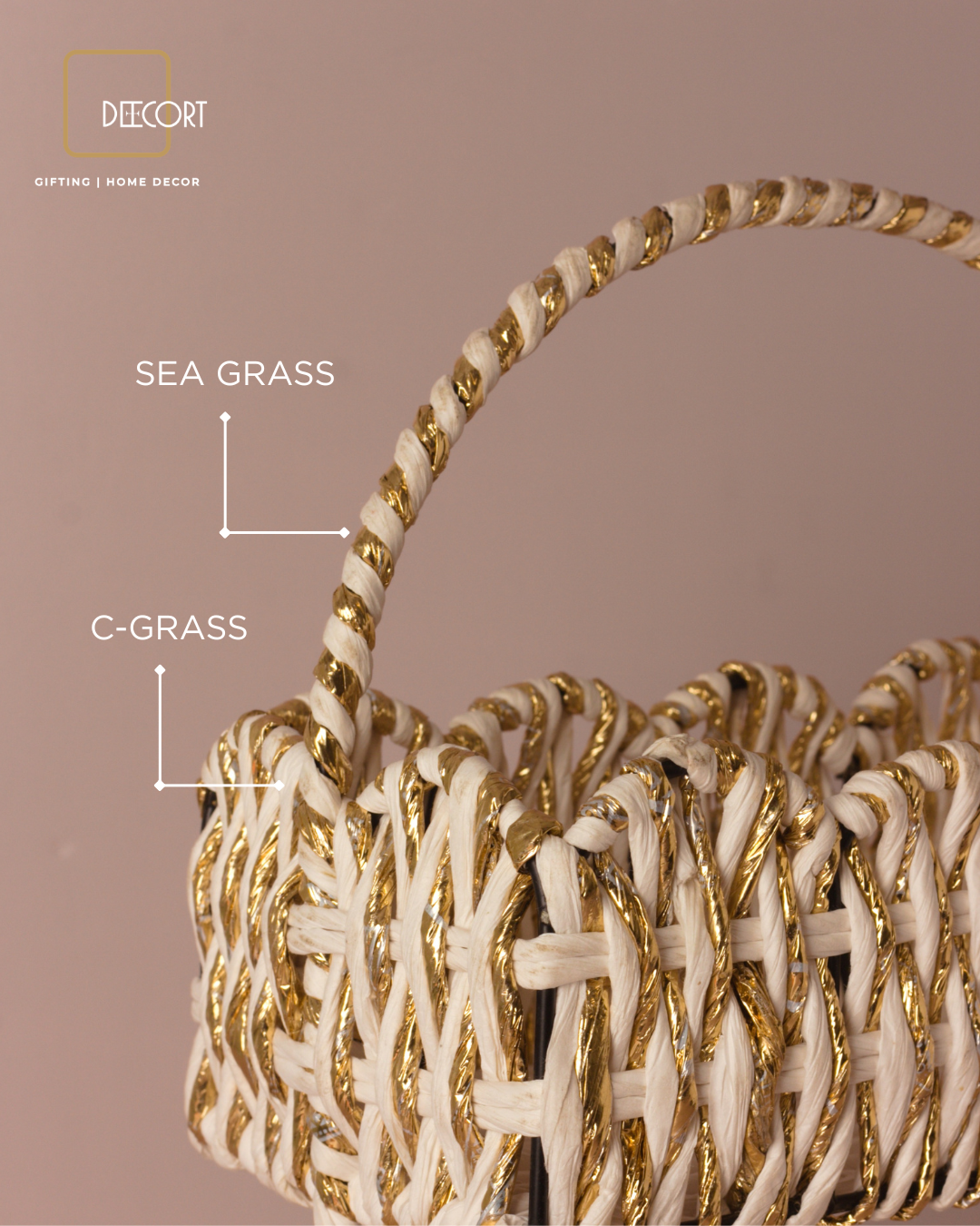Ivory Gold Tiered Basket