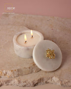 Ivory Honeybee Double-Wick Marble Candle