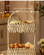 Ivory Gold Tiered Basket