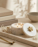 Ivory Honeybee Double-Wick Marble Candle