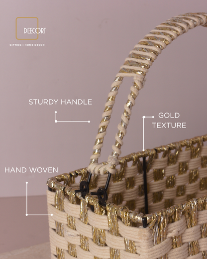 Ivory Gold Rectangle Basket