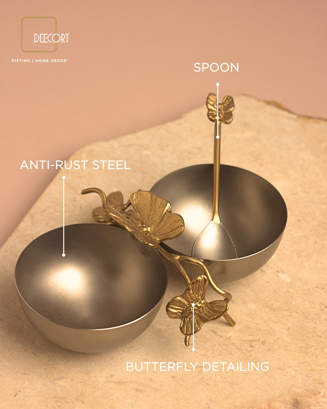 Butterfly Twin Bowl with Spoon Gift Set