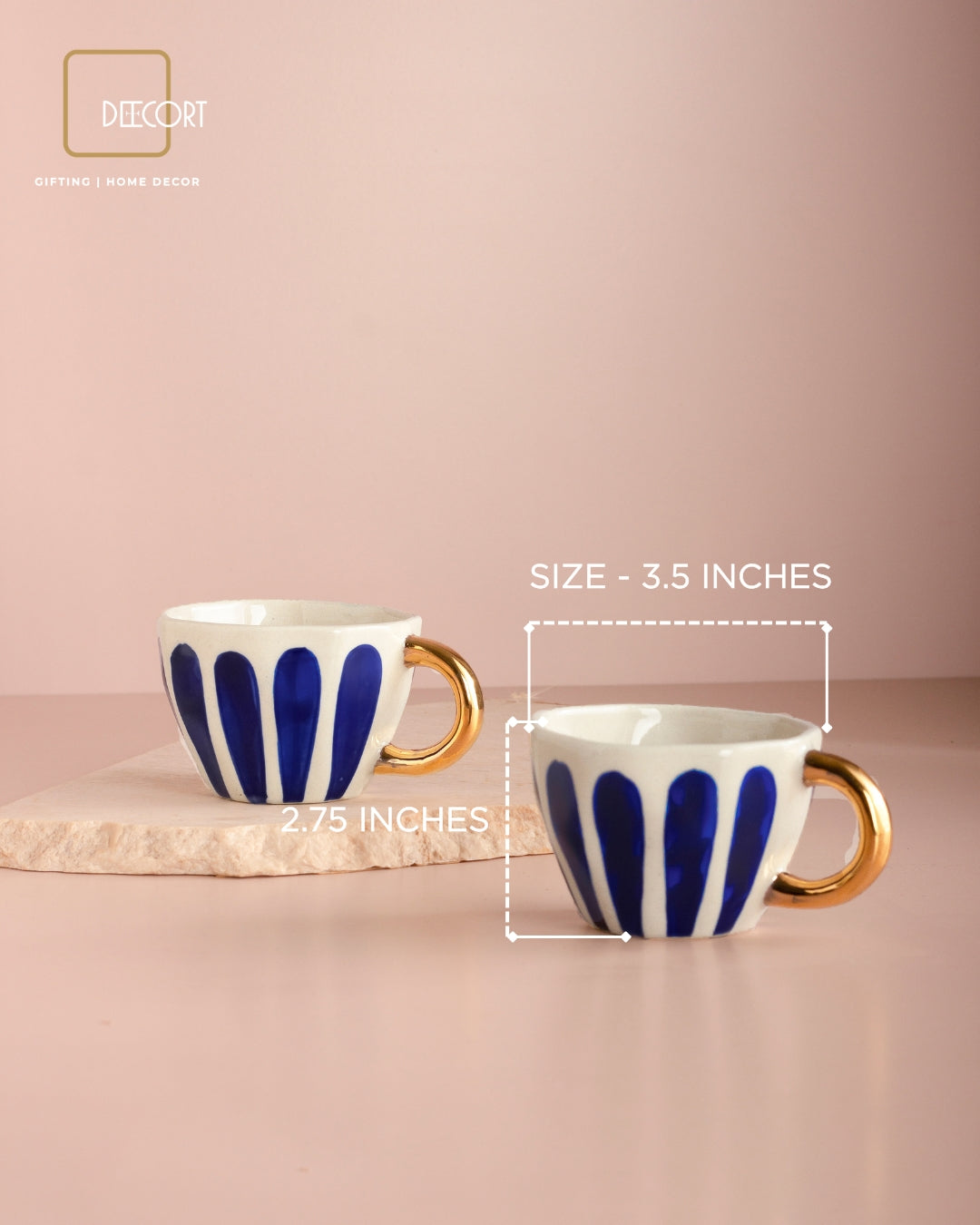 Royal Blue Hand-Painted Tea Cup - Set of 2