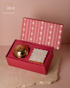 Geometric Embossed Gold Double Wick Scented Candle and Set of 2 Marble coasters with Gold Border